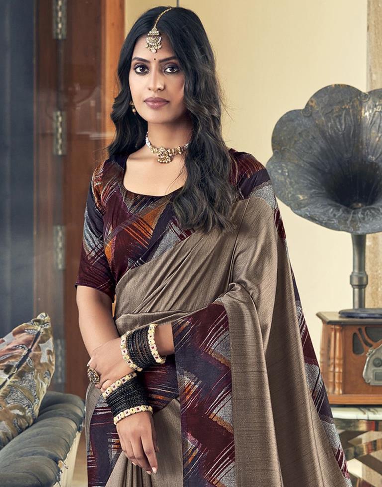 Multicoloured Silk Printed Saree