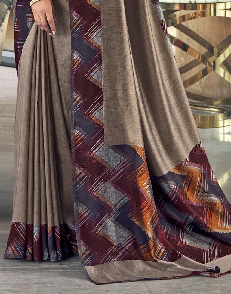 Multicoloured Silk Printed Saree