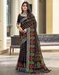 Black & Multicolour Cotton Zari Saree