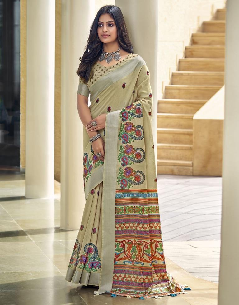 Multicoloured Cotton Zari Saree