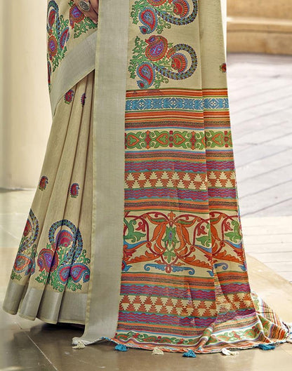 Multicoloured Cotton Zari Saree