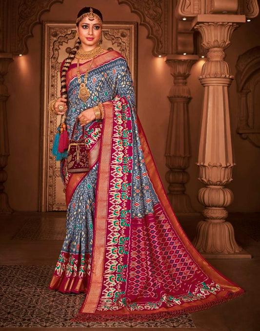 Multicoloured Silk Printed Saree