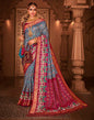 Multicoloured Silk Printed Saree