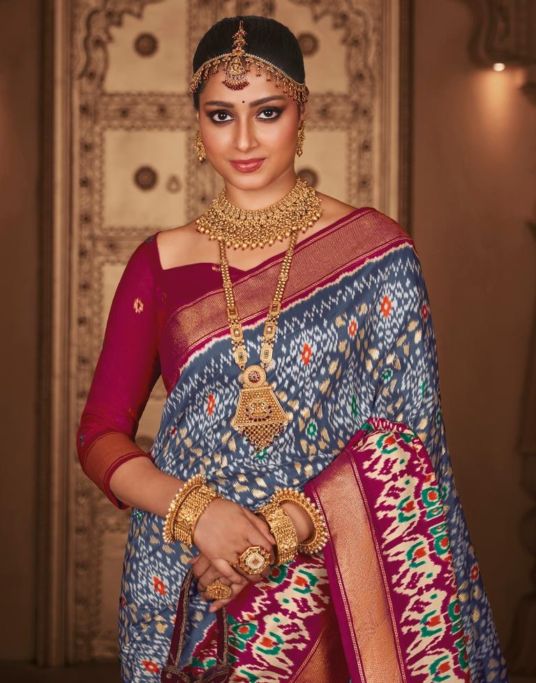 Multicoloured Silk Printed Saree