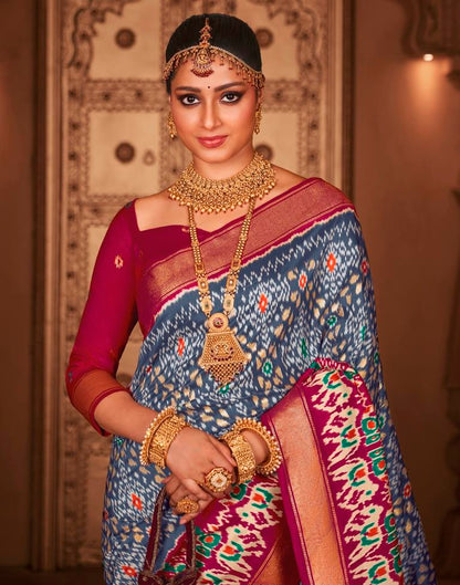 Multicoloured Silk Printed Saree