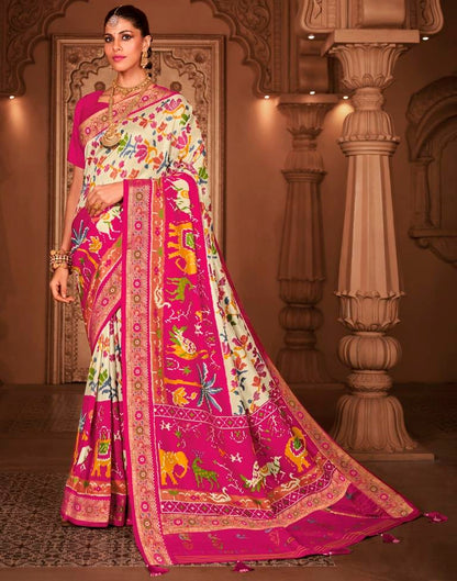 Multicoloured Silk Printed Saree
