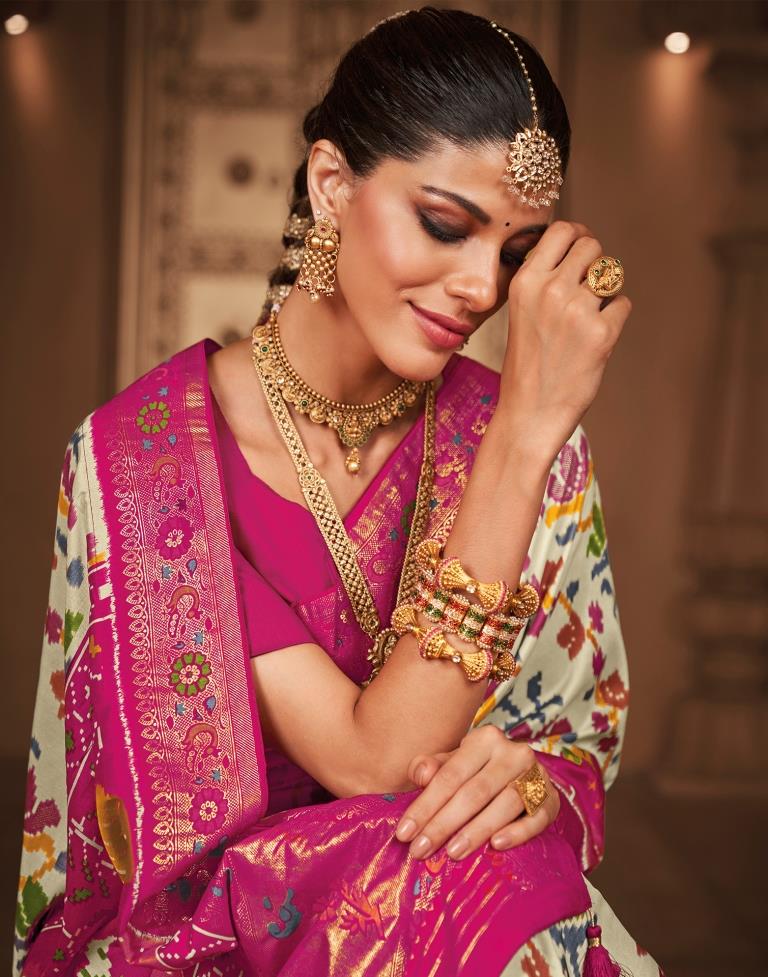 Multicoloured Silk Printed Saree