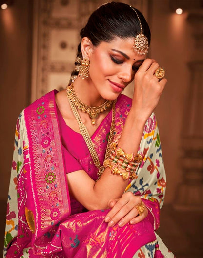 Multicoloured Silk Printed Saree