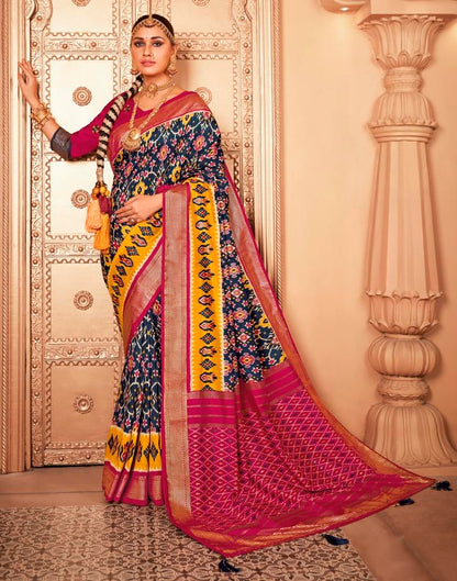 Multicoloured Silk Printed Saree