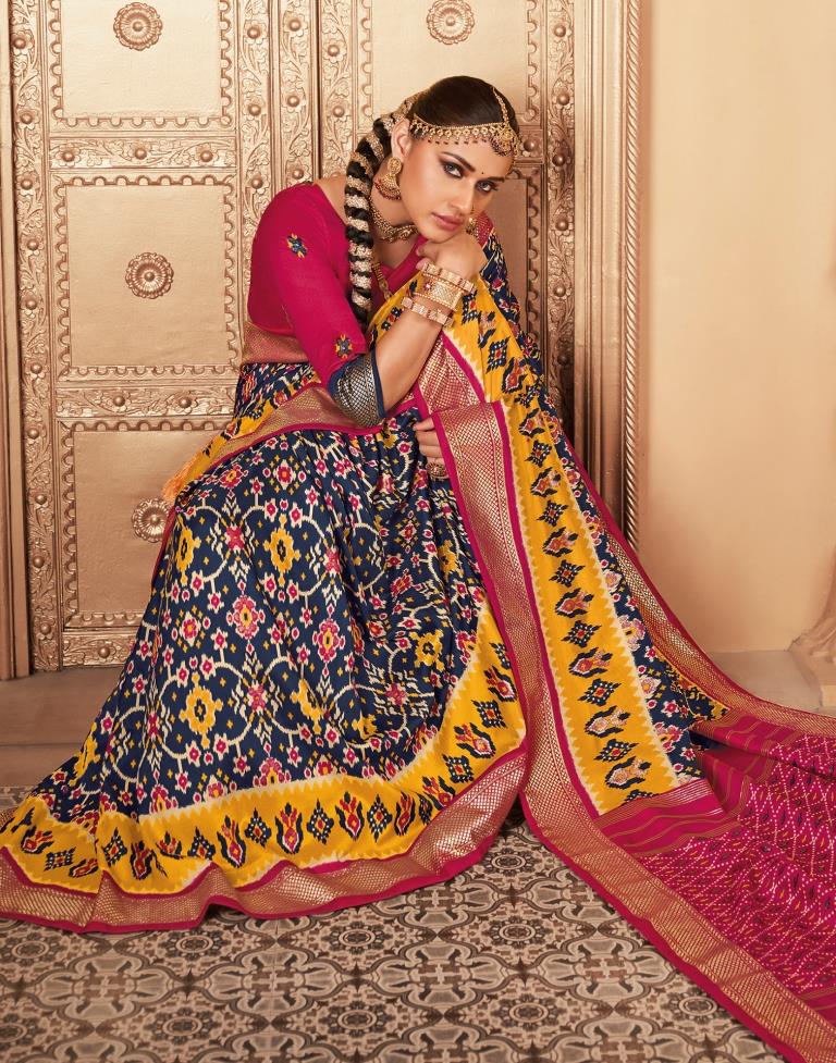 Multicoloured Silk Printed Saree