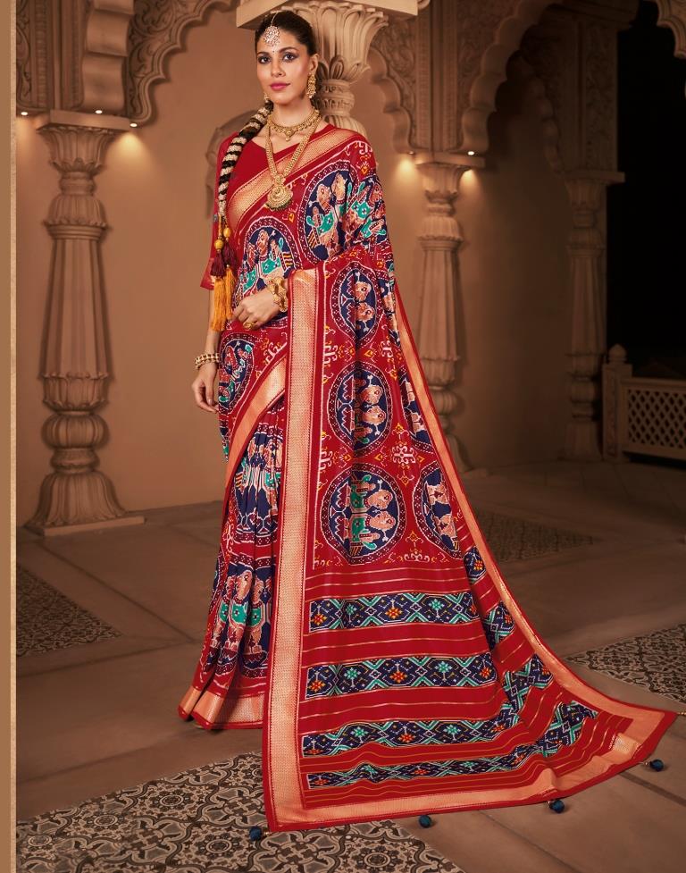 Red Silk Printed Saree