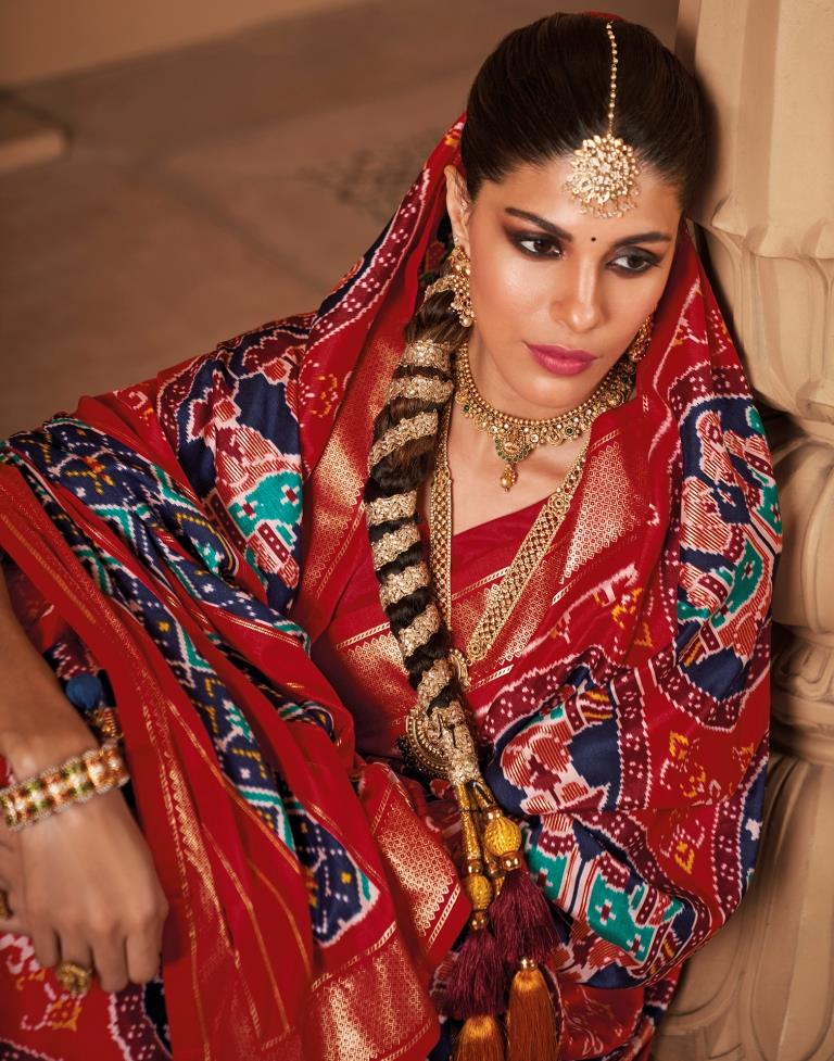 Red Silk Printed Saree