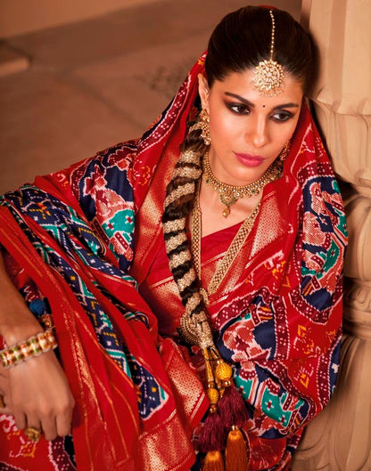 Red Silk Printed Saree