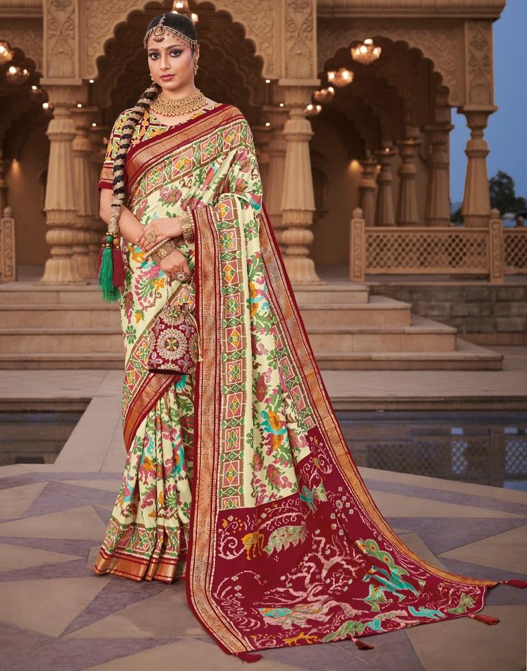 Multicoloured Silk Printed Saree