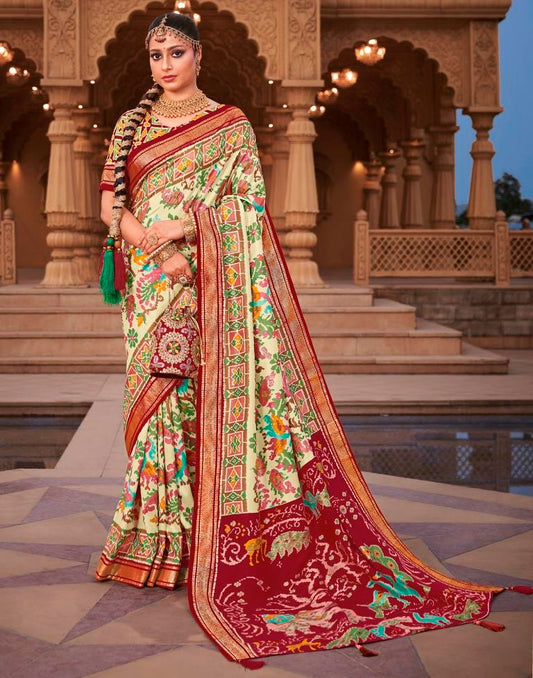 Multicoloured Silk Printed Saree