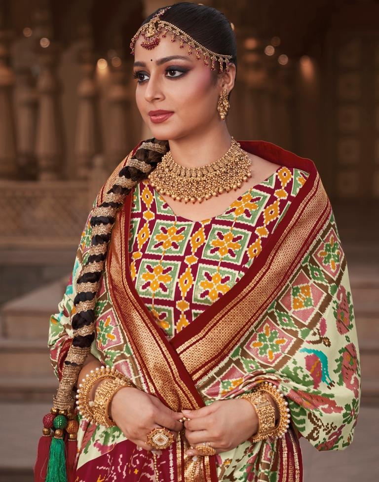 Multicoloured Silk Printed Saree