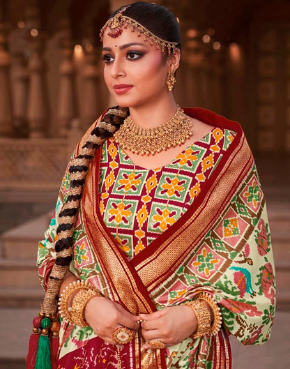 Multicoloured Silk Printed Saree