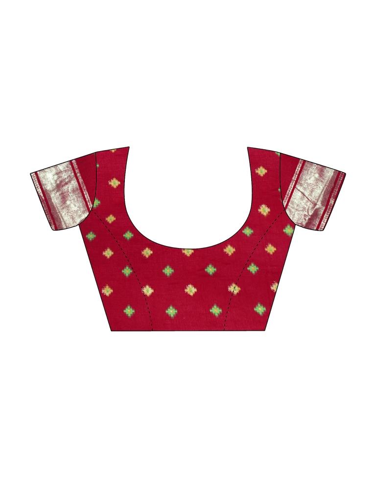 Dark Red Silk Printed Saree