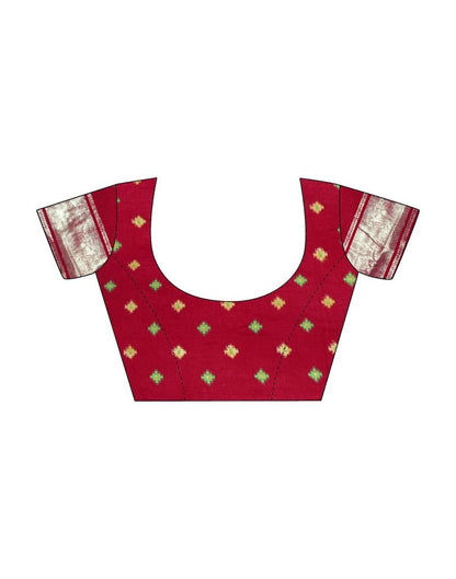 Dark Red Silk Printed Saree