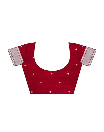 Dark Red Silk Printed Saree