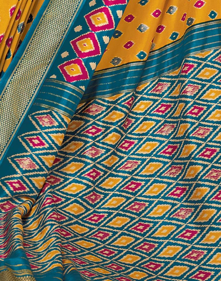 Teal Blue Silk Printed Saree