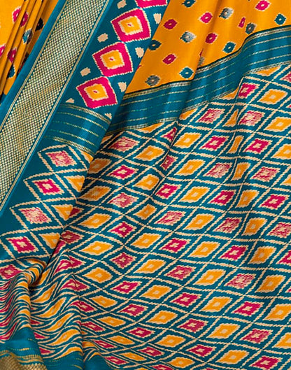 Teal Blue Silk Printed Saree