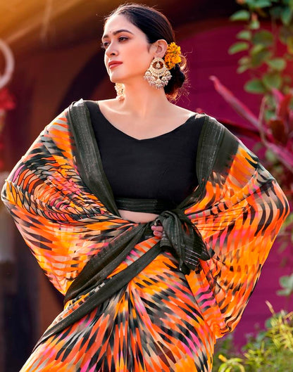 Multicoloured Georgette Printed Saree