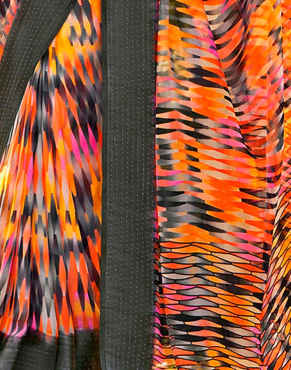Multicoloured Georgette Printed Saree