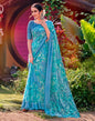 Steel Blue Georgette Printed Saree