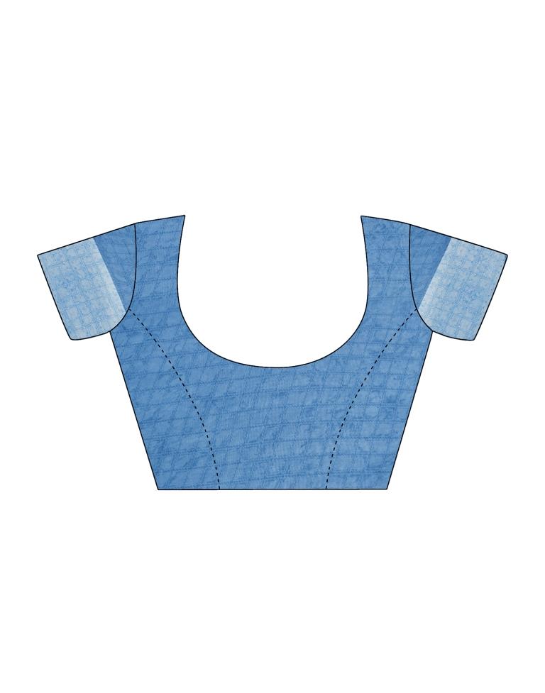 Steel Blue Georgette Printed Saree