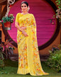 Light Yellow Georgette Woven Saree