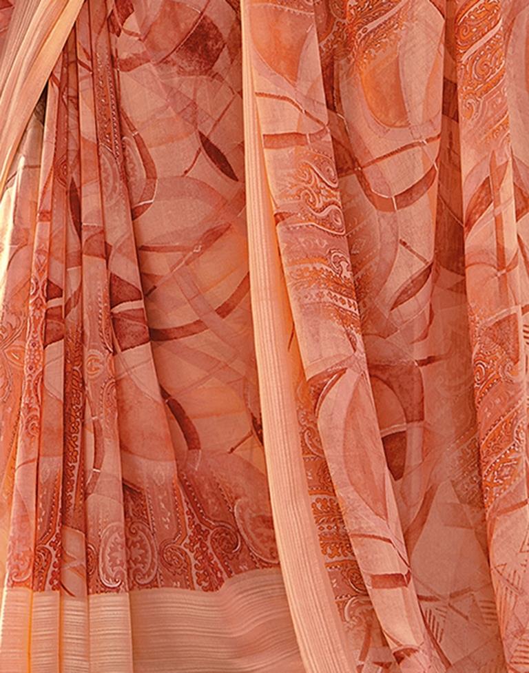 Dusty Peach Georgette Woven Saree