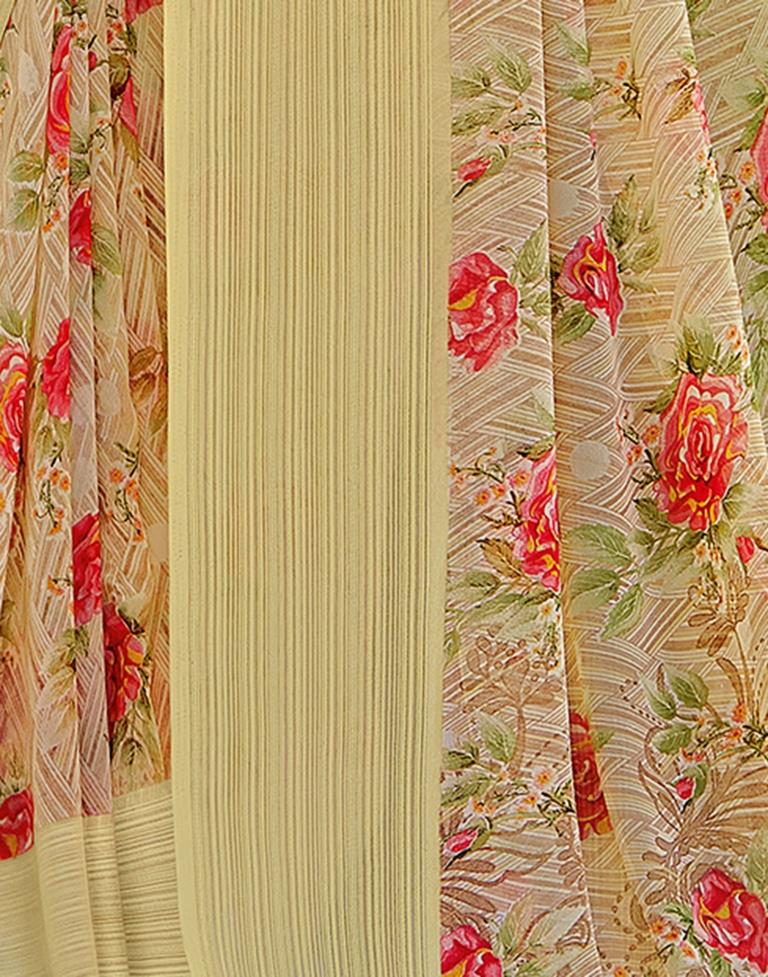 Light Olive Green Georgette Woven Saree