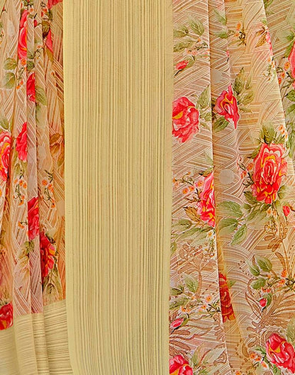 Light Olive Green Georgette Woven Saree