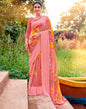 Rose Pink Georgette Woven Saree