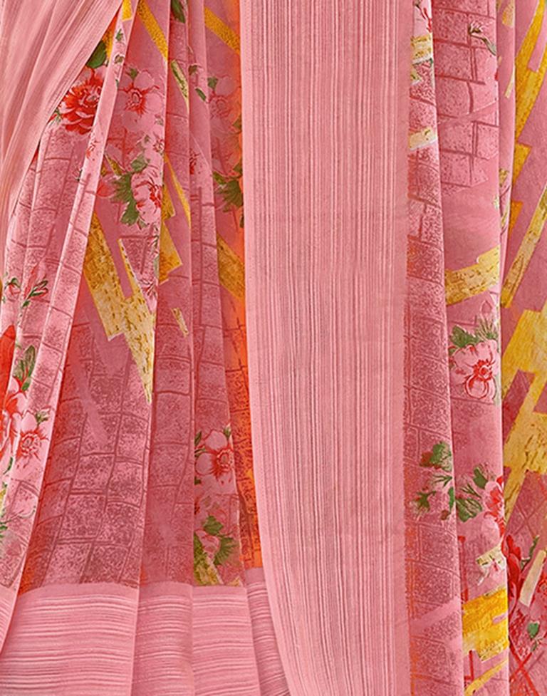 Rose Pink Georgette Woven Saree