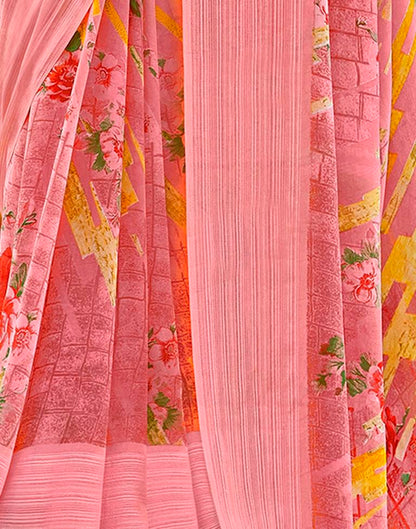 Rose Pink Georgette Woven Saree