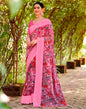 Pink Georgette Woven Saree