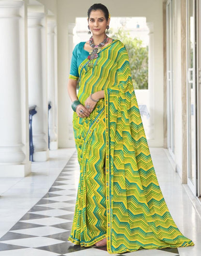 Yellow Georgette Printed Saree