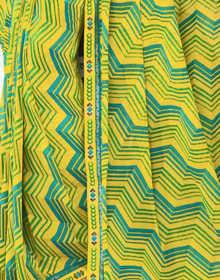 Yellow Georgette Printed Saree