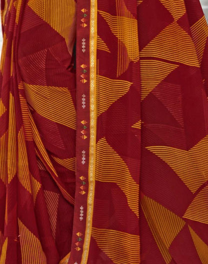Red Georgette Printed Saree