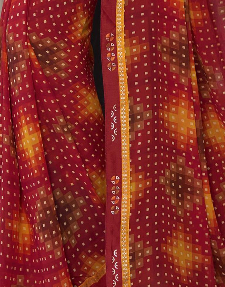 Red Georgette Printed Saree