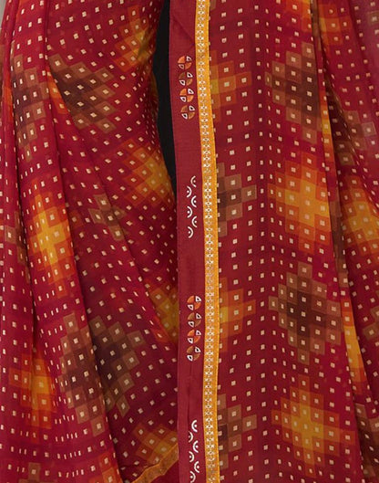 Red Georgette Printed Saree