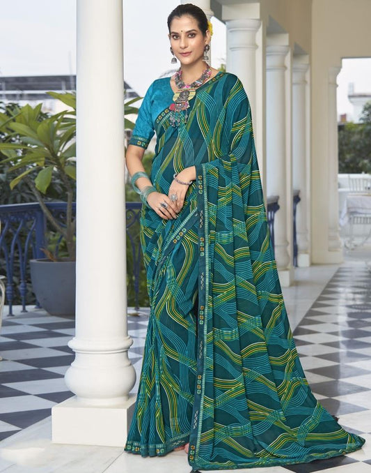 Rama Georgette Printed Saree