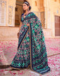Navy Blue Silk Printed Saree