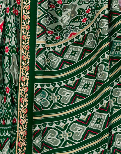 Dark Green Silk Printed Saree