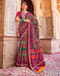 Rani Pink Silk Printed Saree