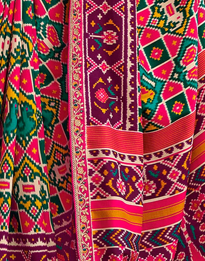 Rani Pink Silk Printed Saree