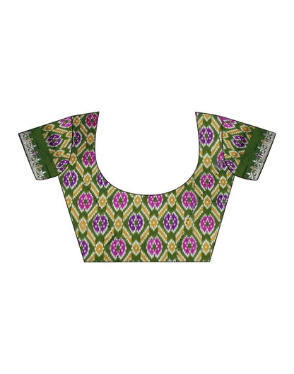 Olive Green Silk Printed Saree