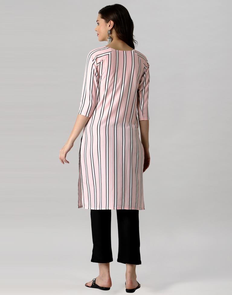 Light Pink Mill Printed Crepe Kurti | Leemboodi